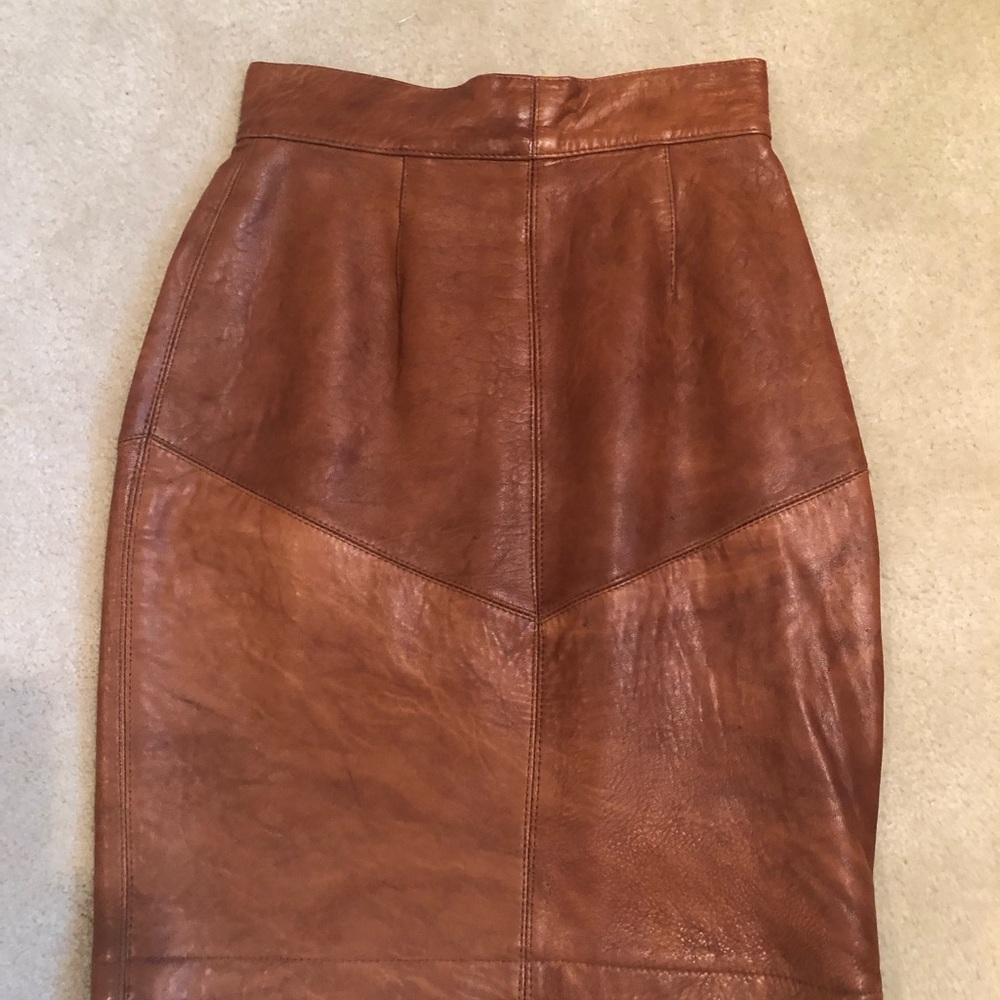 Vintage Jeanine Mark Distressed Leather Skirt